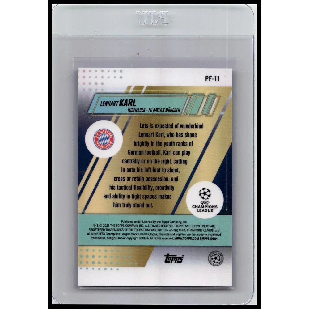 2025-26 Finest UEFA Lennart Karl #PF-11 Prized Footballers Blue #/150
